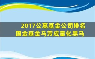 2017公墓基金公司排名 国金基金马芳成量化黑马
